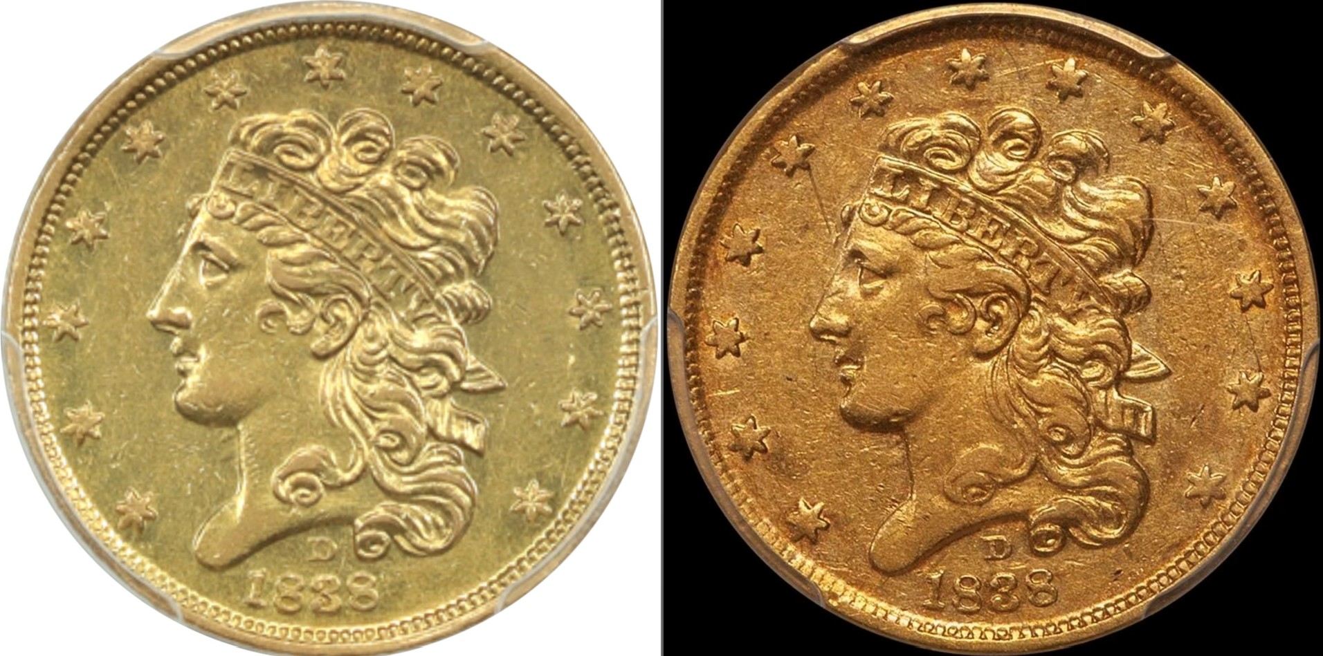1838-D-$5-Classic-Head-First-Year-Dahlonega-Mint-Half-Eagle-#2-Hm-1,-Winter-1A,-R3